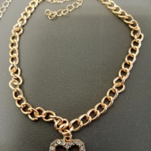 Gold Chunky Chain with Heart Charm
