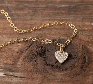 Cubic Zirconia Gold Heart Bracelet