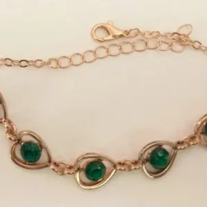 Gold Heart Green Emrald Bracelet