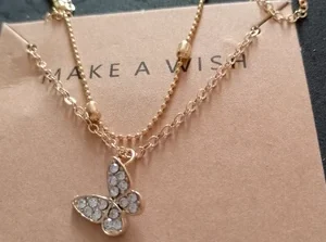 Layered Butterfly Necklace With Cubic Zirconia