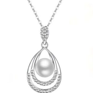 Sterling Silver Pearl drop Pendant Necklace